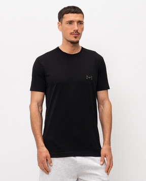 Dolce&Gabbana Чорна футболка з металевою плстиною G8PT1TG7P1B