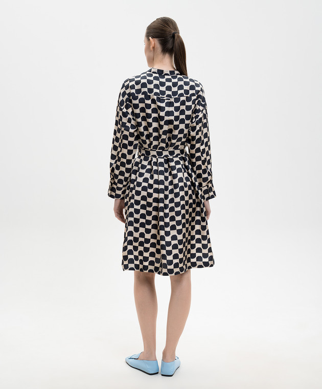 Max Mara Бежевое платье PINZA из шелка в принт SMMPINZA изображение 3