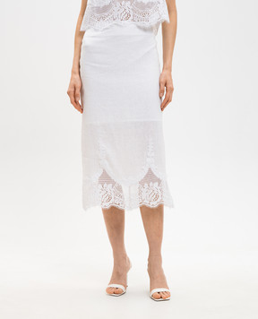 Twinset Біла спідниця з льону з мереживом 261TT2185