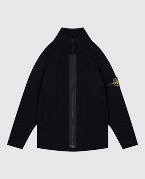 Stone Island Дитячий синій кардиган з вовни з логотипом K2S165100012S0C0268