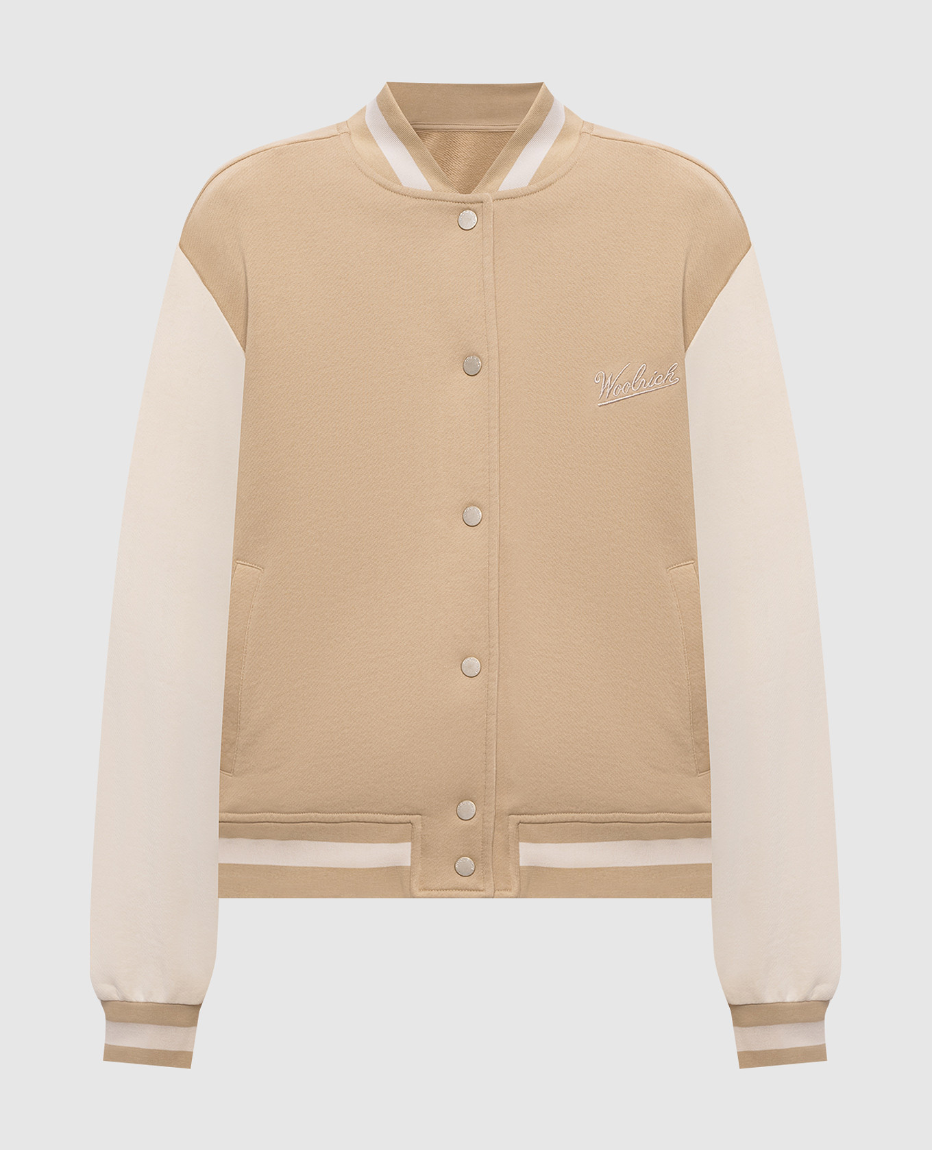 

Бежевая спортивная куртка с вышивкой логотипа, Бежевый, Спортивные куртки