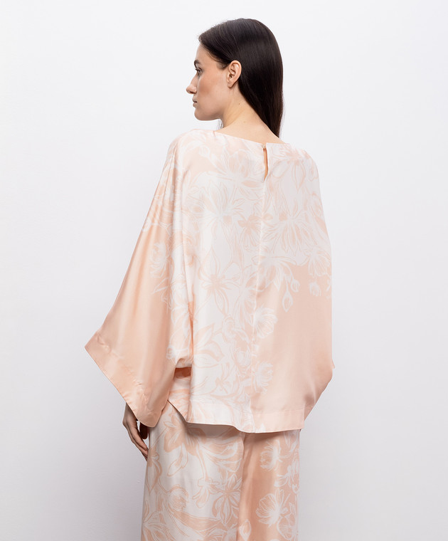 Agnona Бежева блузі із шовку в квітковий принт TT1106YS4068 зображення 4