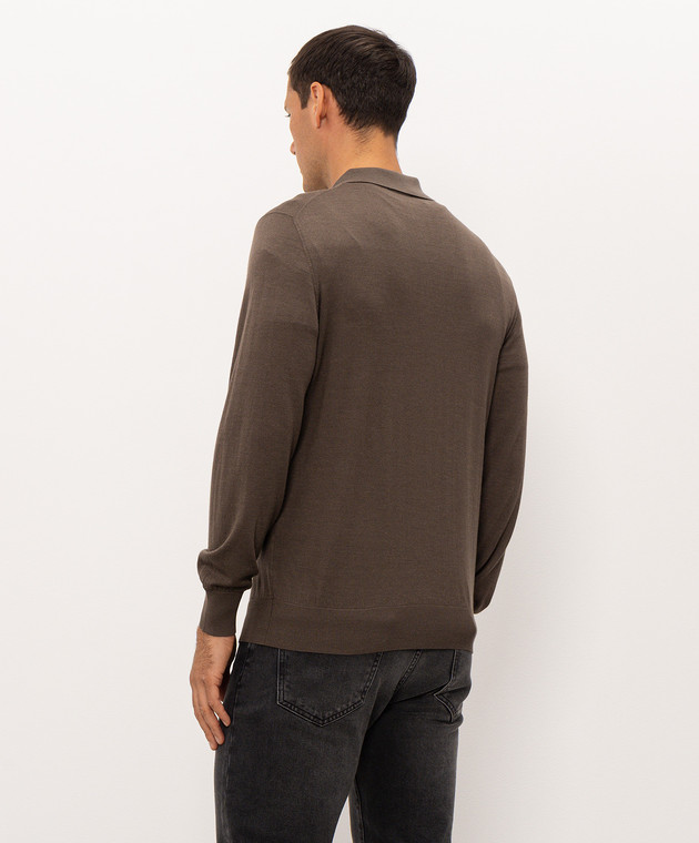 Doriani Cashmere Коричневе поло з вовни, шовку та кашеміру 18057ZIP79 зображення 4