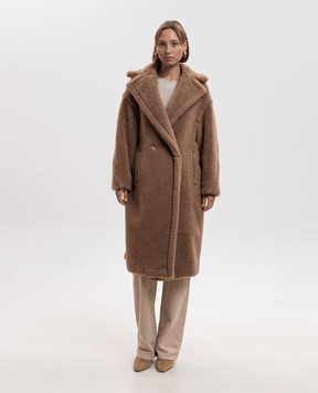 Max Mara Коричневе двобортне пальто TEDDY з вовни верблюда та шовку TEDDY