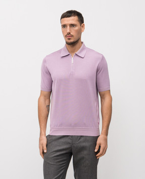 Stefano Ricci Фиолетовое поло из шелка с монограммой логотипа K616215P31F26101