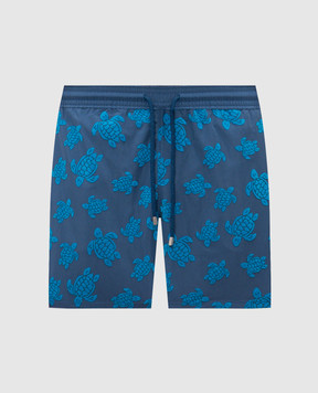 Vilebrequin Синие шорты для плавания Moorea в фактурный принт MOOED236