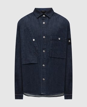 Stone Island Синяя рубашка джинсовая с патчем логотипа K2S151100008S00J7
