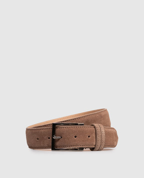 Cashmere&Whiskey Замшевый ремень коричневого цвета SUEDE
