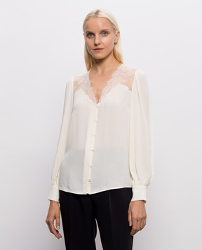 Twinset Блуза с кружевом цвета айвори 262TP2481