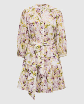 Christy Lynn Сукня Rianne з льону в акварельний принт CLD144BF55