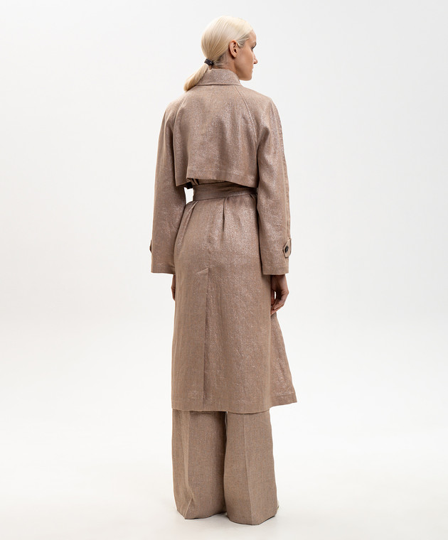 Brunello Cucinelli Бежевый тренч из льна с люрексом MH5269873 изображение 4