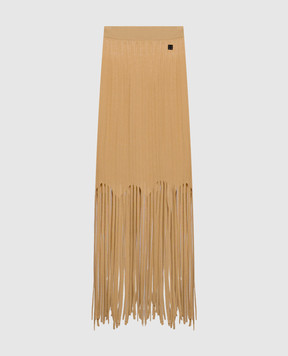 Balmain Бежевая юбка с бахромой GF0LC233KJ63