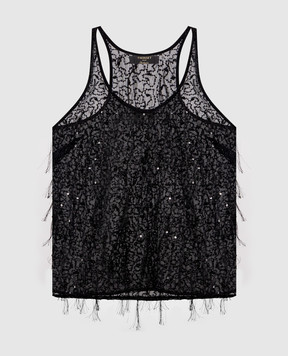 Twinset Черный топ с бусинами 262TT2081