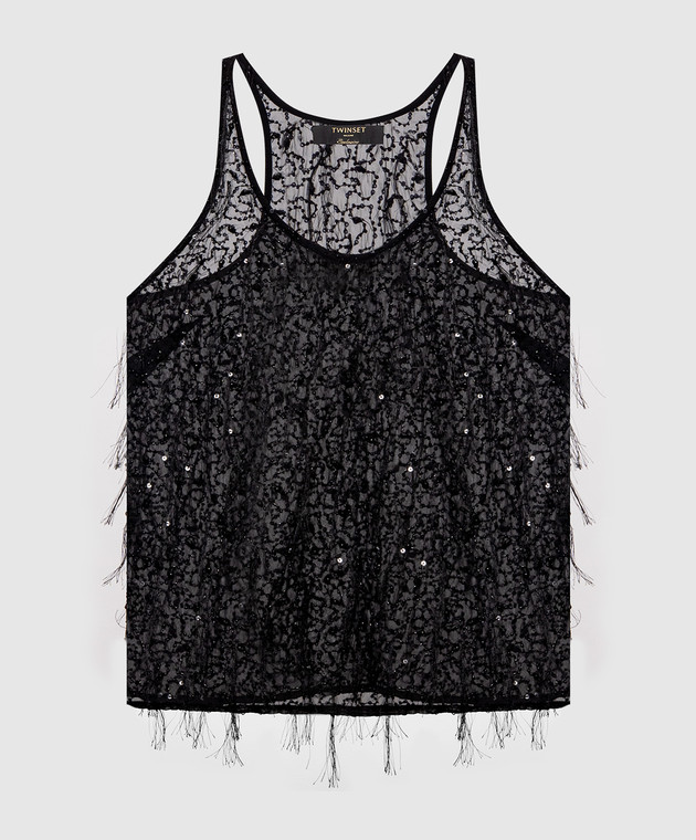 Twinset Черный топ с бусинами 262TT2081
