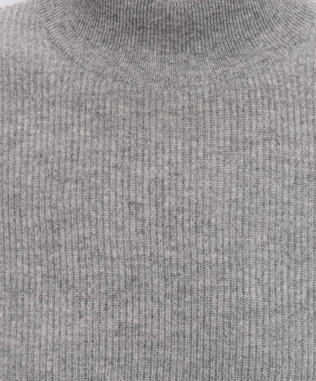 Brunello Cucinelli Серый свитер из кашемира с короткими рукавами M12250014 изображение 5