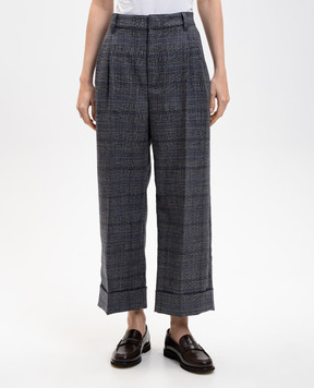 Brunello Cucinelli Сірі штани з вовни в клітинку MP522P9017