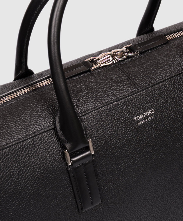 Tom Ford Чорний шкіряний портфель з принтом логотипа H0755LCL213S зображення 4