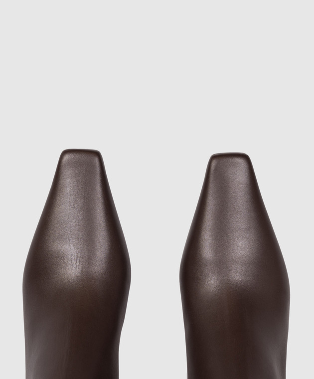 Brunello Cucinelli Коричневые кожаные ботильоны с цепочкой мониль MZSKC3356P изображение 4