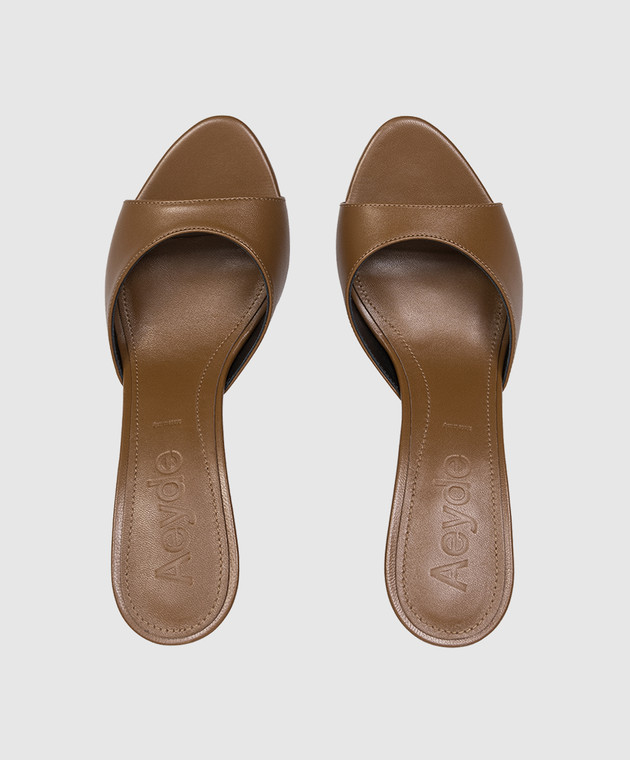 Aeyde Коричневі шкіряні мюлі Samia HS0693001222126 зображення 4