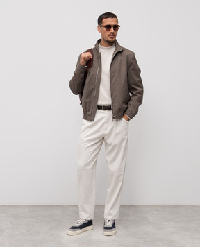 Brunello Cucinelli Бежевые брюки в тканом узоре M232PF1060