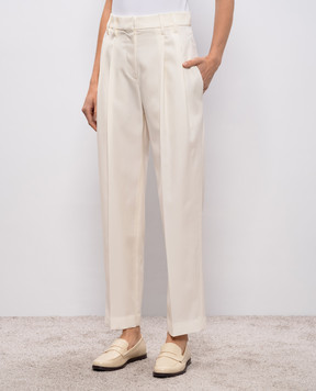 Brunello Cucinelli Белые брюки с шерстью с цепочкой мониль MA033P9045