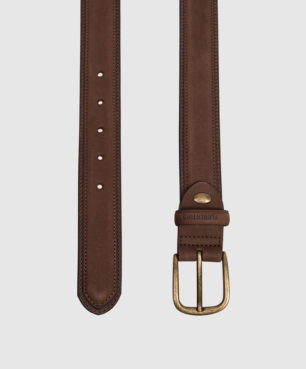 Florentino Коричневий замшевий ремінь з тисненням логотипа 126200610150 зображення 3