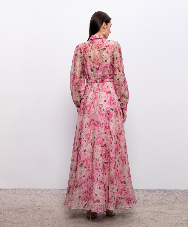 Nissa Розовое платье из льна и шелка в цветочный принт RC16551 изображение 3