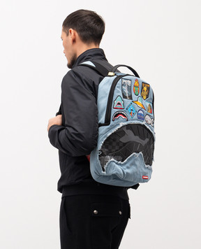 Sprayground Дитячий блакитний рюкзак DENIM TEAR 3 AM PATCHES 910B8302NSZ