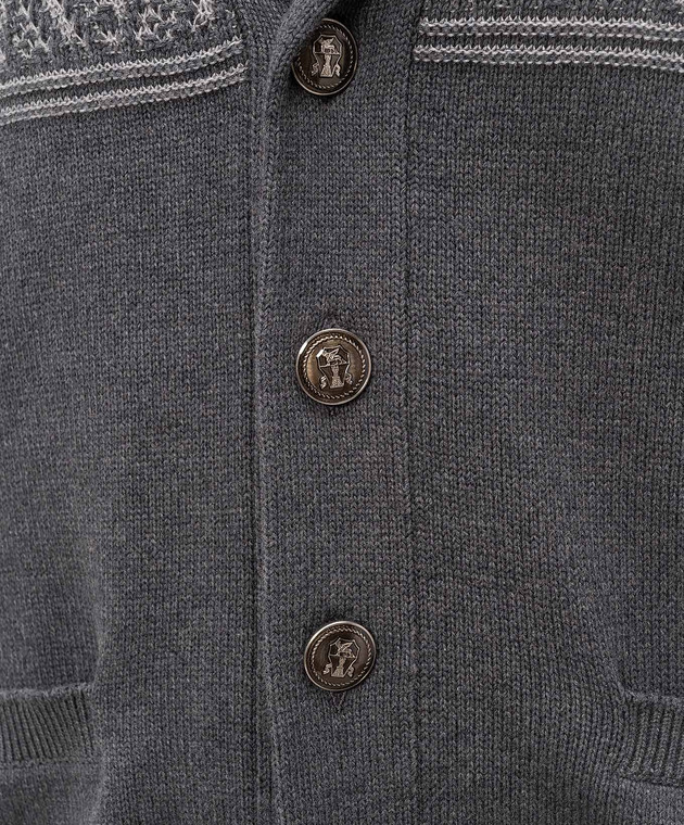 Brunello Cucinelli Сірий кардиган у візерунок M28709406P зображення 5