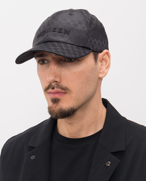 Alexander McQueen Чорна кепка з фактурним логотипом 8386324419Q