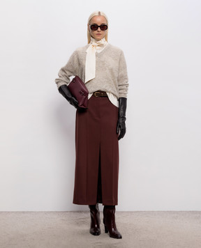 Brunello Cucinelli Бордова спідниця міді з вовни MG553G4074