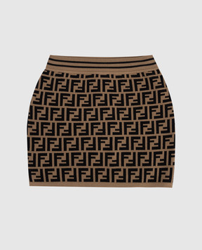 Fendi Детская коричневая юбка с брендовым узором FF JFG070AEYD812+