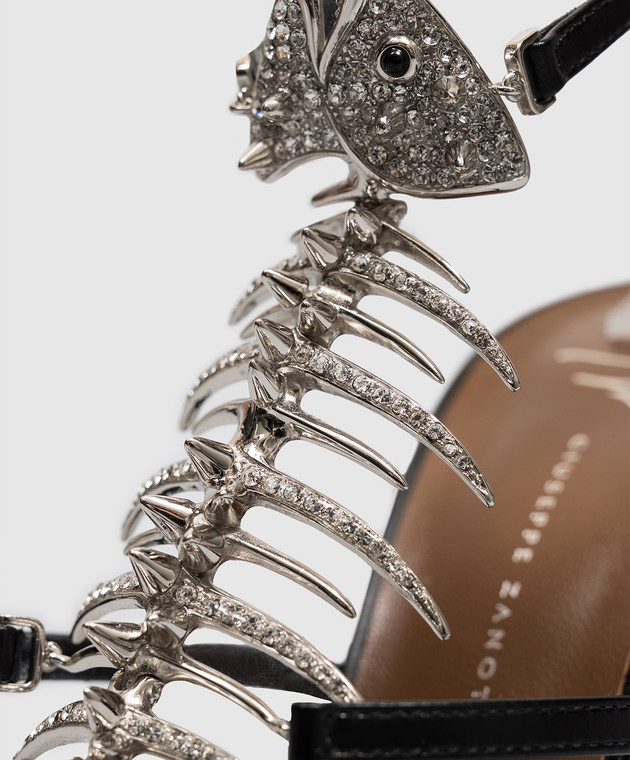 Giuseppe Zanotti Черные кожаные босоножки SLIM E600001 изображение 5