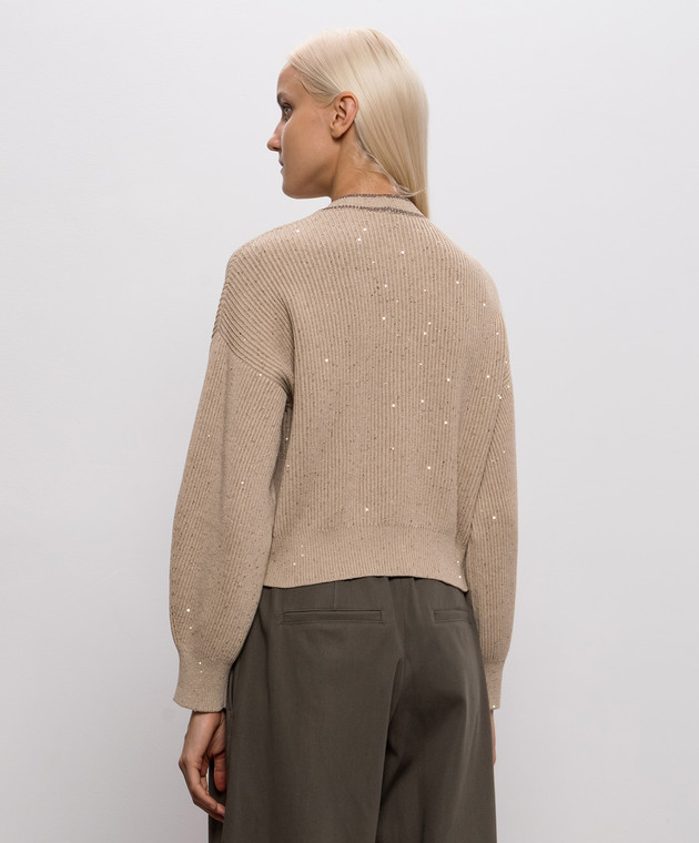 Brunello Cucinelli Бежевый кардиган с пайетками MDV745806 изображение 4