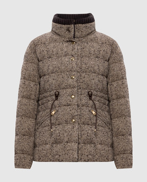 Moncler Коричневая пуховая куртка Antigony с шерстью K20931A00234598WC
