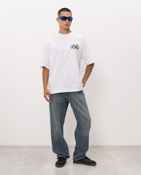 Off-White Біла футболка Stroke з вишивкою логотипа 44MAA120F26J00J