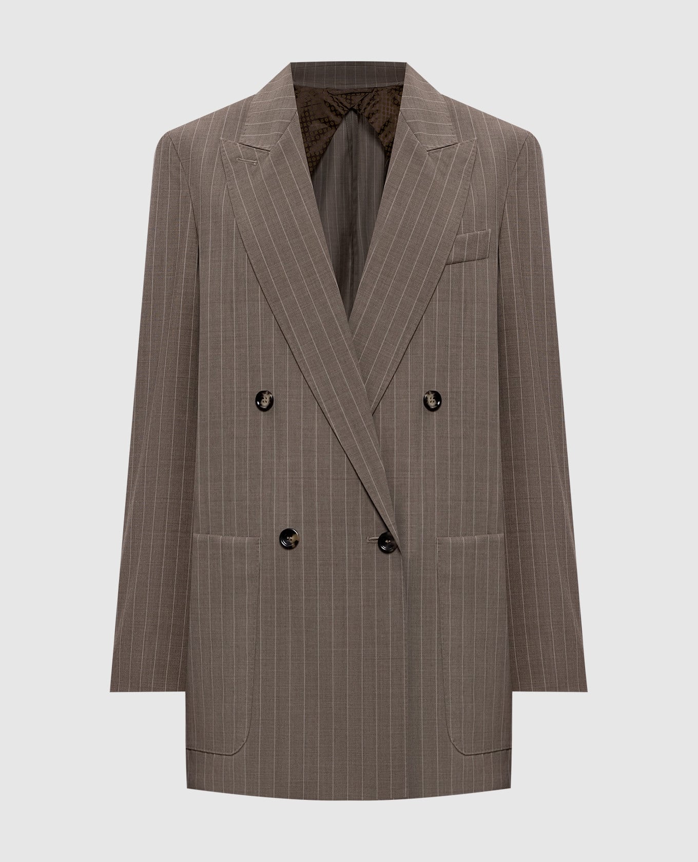 Коричневий двобортний жакет MXMACCIAIO з вовни