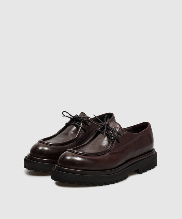 Officine Creative Коричневые кожаные дерби Wisal DD WISALDD125TOTTO изображение 2