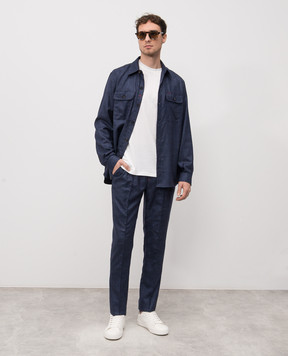 ISAIA Синие брюки из шерсти, кашемира, шелка и льна PNC01698840