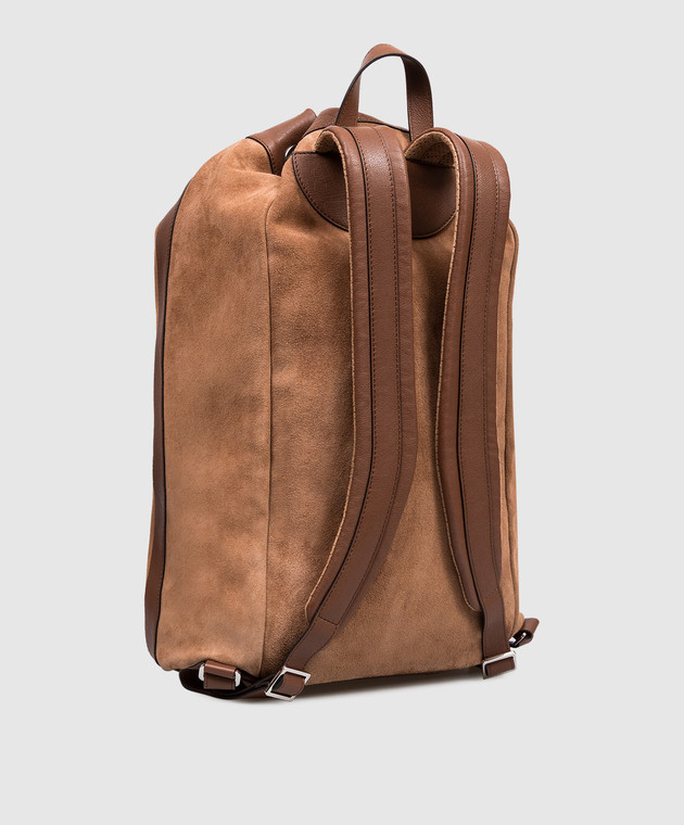 Brunello Cucinelli Коричневий замшевий рюкзак з нашивкою логотипа MBDMBU433P зображення 3