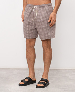 Brunello Cucinelli Коричневые шорты для плавания в принт MR847043