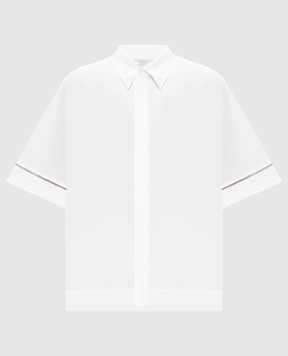 Peserico Біла сорочка з короткими рукавами з ланцюжком моніль S0695208928