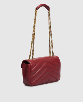 Saint Laurent Бордовая кожаная сумка-мессенджер LOULOU 801437AAEAX