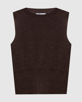 Peserico Коричневий топ з вовною та шовком S98112F1209095