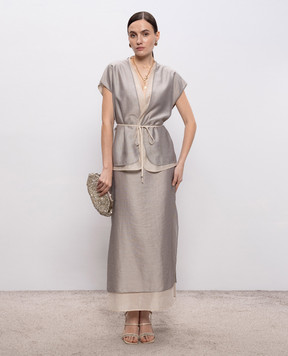 Peserico Серая юбка миди с цепочкой E051448867B