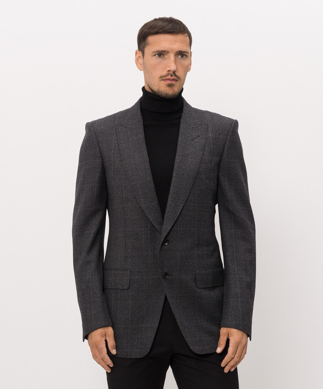 Tom Ford Серый пиджак из шерсти в клеточку JLYP03W0154 изображение 3