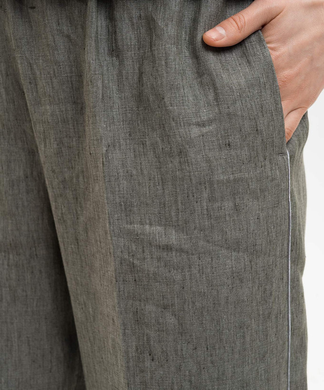 Peserico Серые брюки из льна с отворотами P0430102629 изображение 5