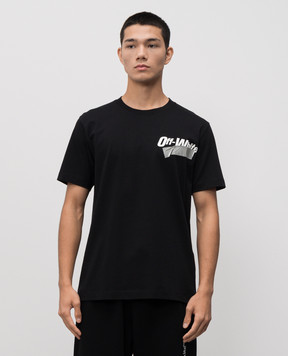 Off-White Чорна футболка Cupid Tape 44MAA027F5J00B