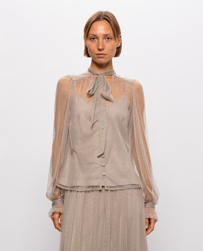 Twinset Бежевая блуза с люрексом 262TT2153