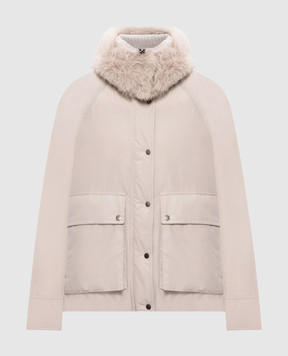 Brunello Cucinelli Серая пуховая куртка с мехом MG5017913